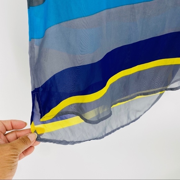 Daniel Rainn Sheer Striped Blue Scoop Neck Top S - Picture 11 of 16